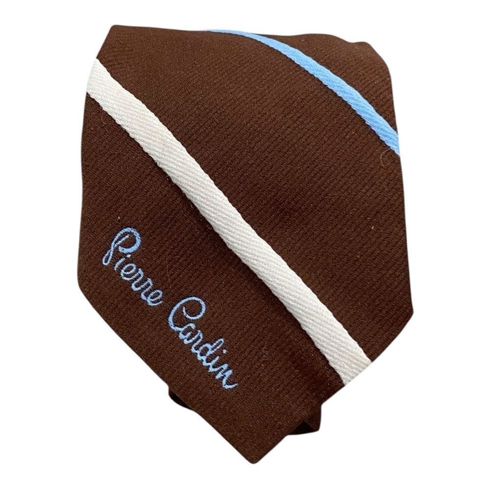 Pierre Cardin Mens Vintage Brown and Blue Neck Tie Designer 70s
